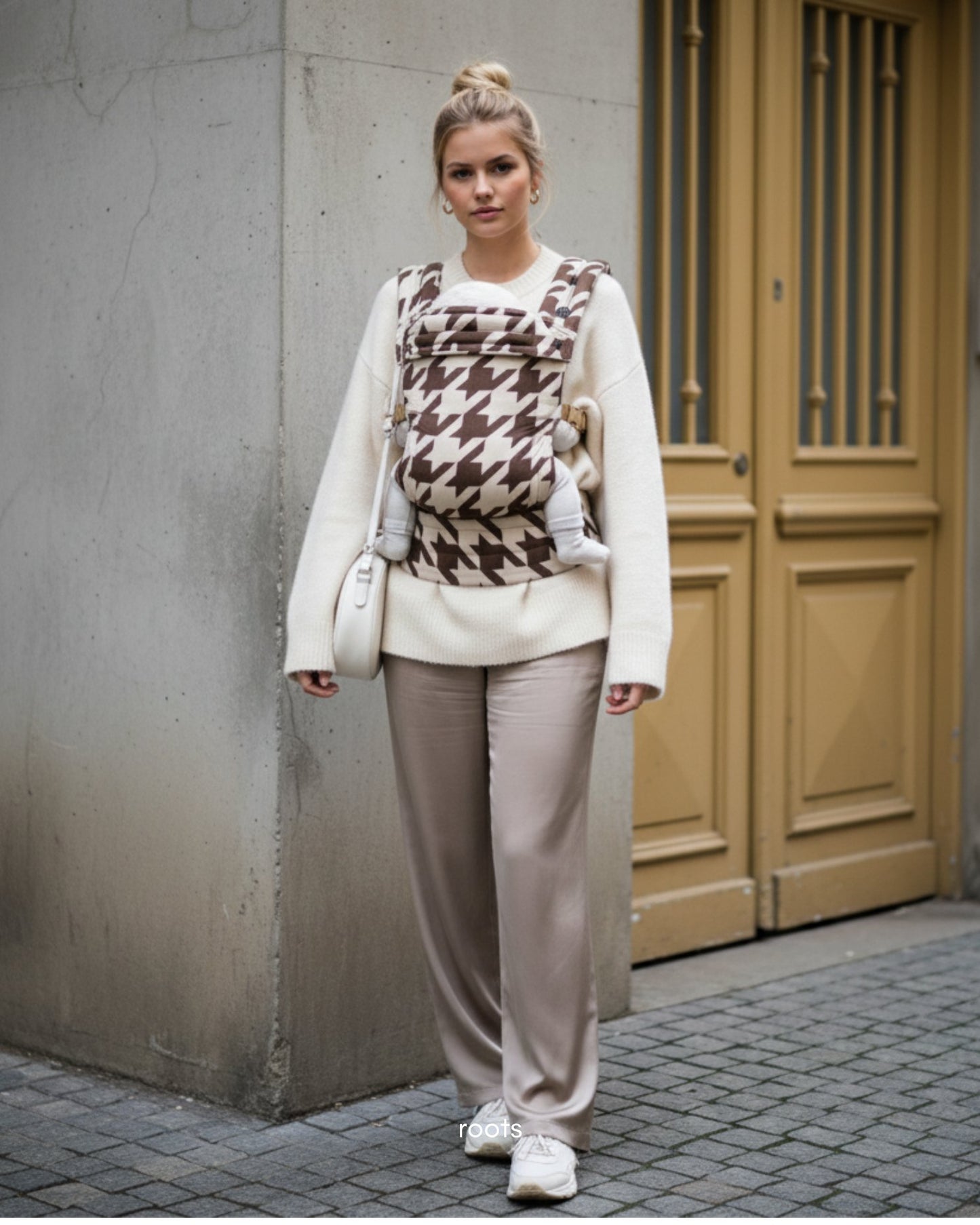 Calín carrier - ivory houndstooth