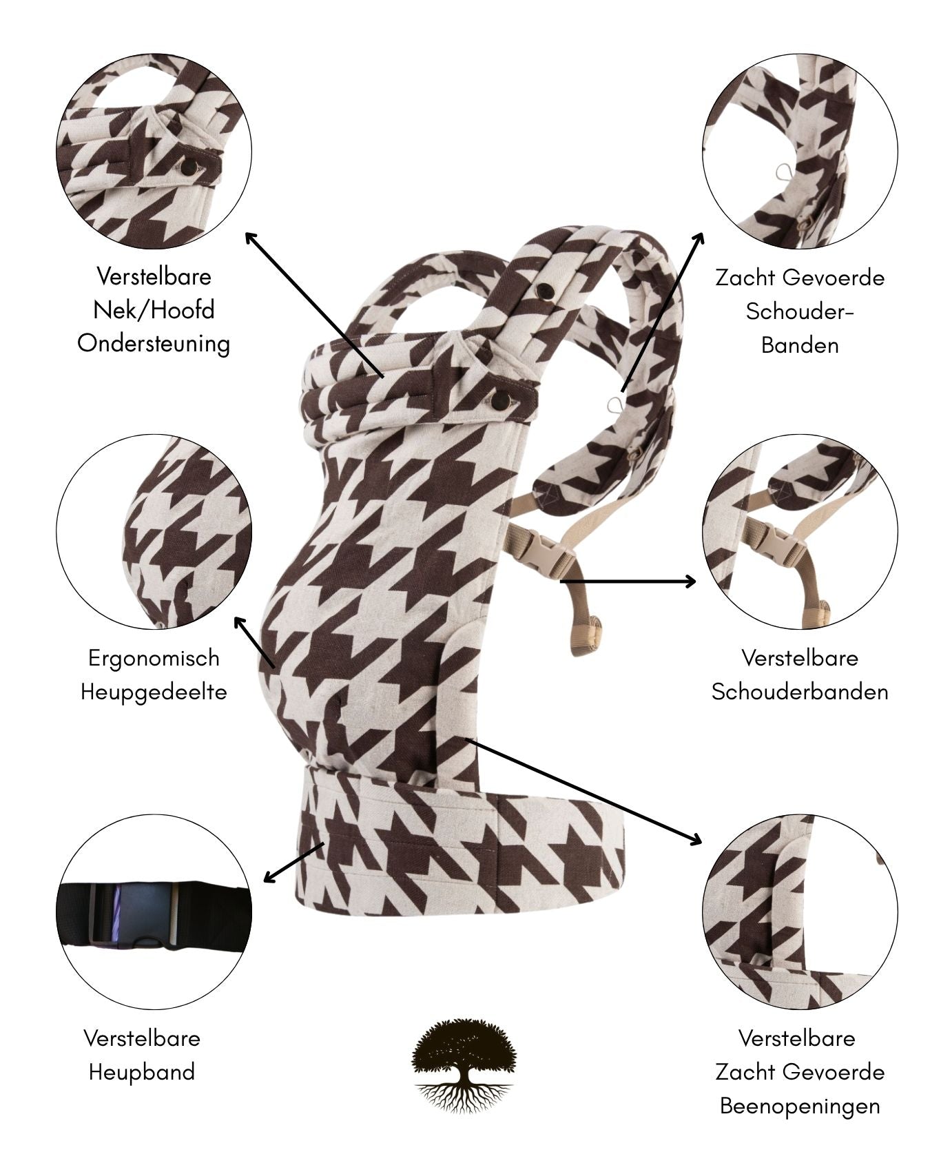 Calín carrier - ivory houndstooth