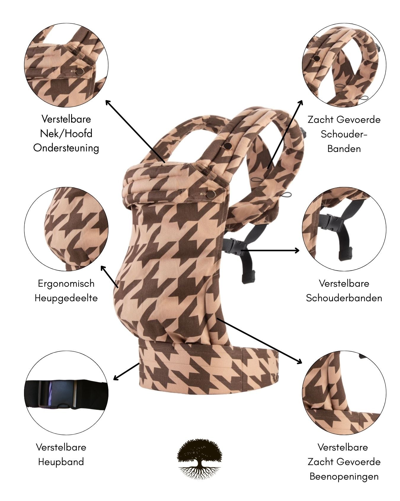 Calín carrier - hazel houndstooth
