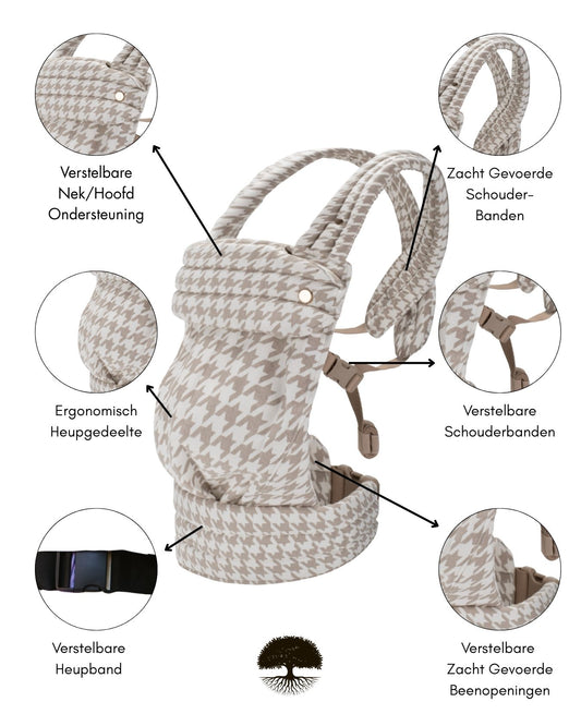 Calín carrier - khaki houndstooth