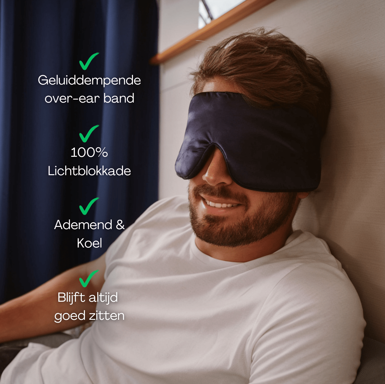 Zijde Slaapmasker - Focus Blue